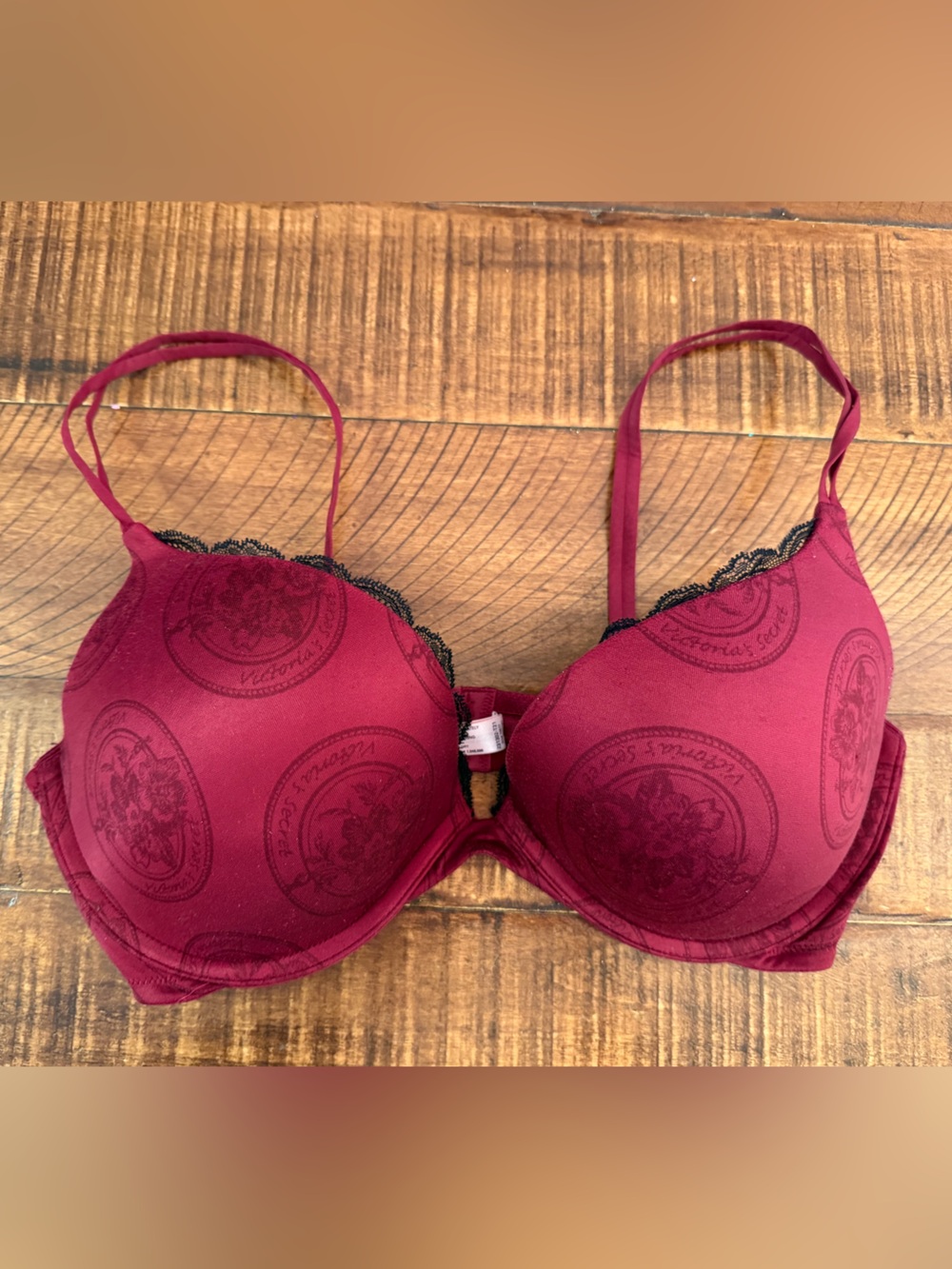 Victoria's Secret Burgundy Lace-Trim Push-Up Bra 36D